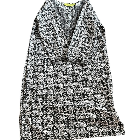 Rock Flower Paper Black and White Pattern Dress/ Tunic Size Large - Picture 6 of 7